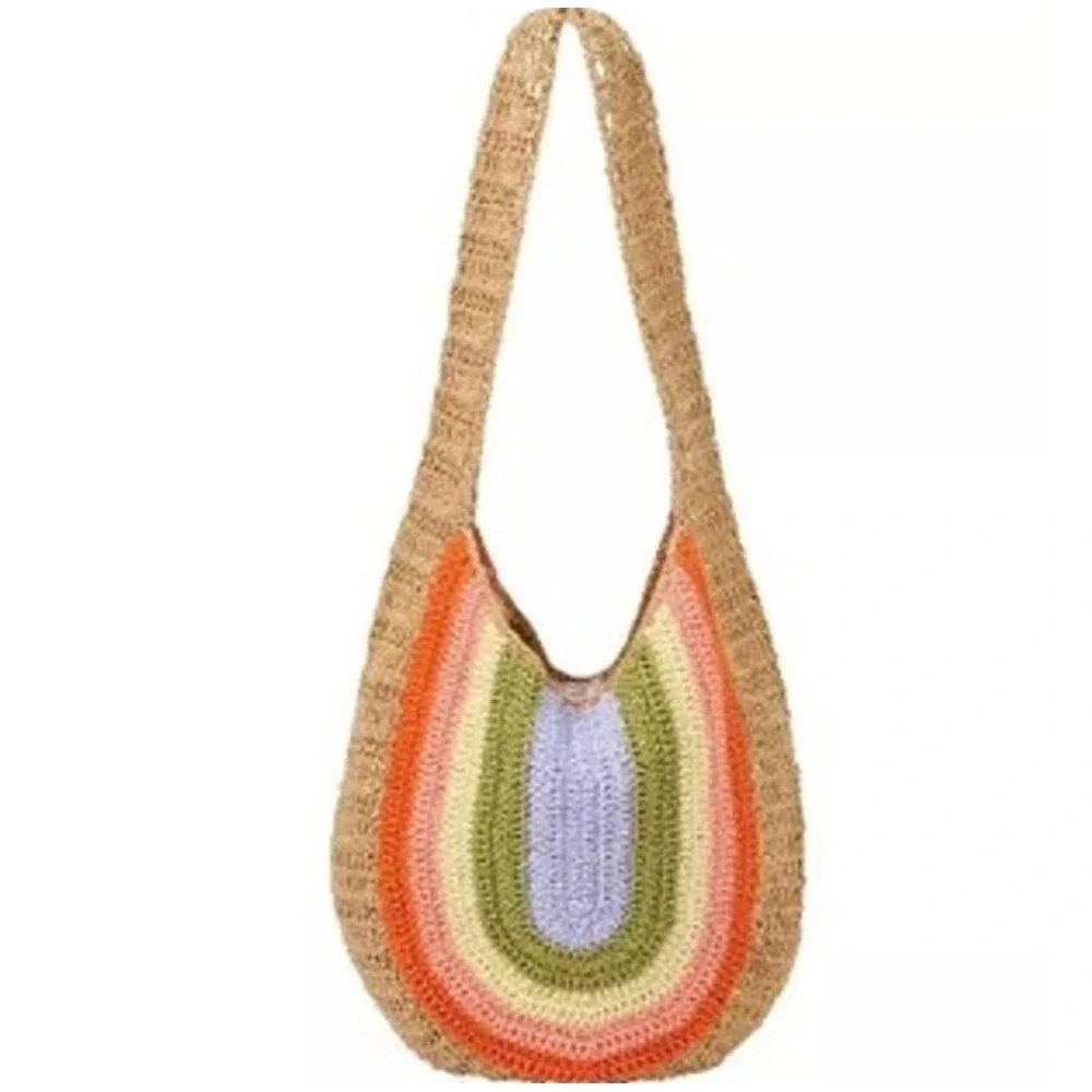 Urban Originals Crochet Rainbow Valley Hobo Bag